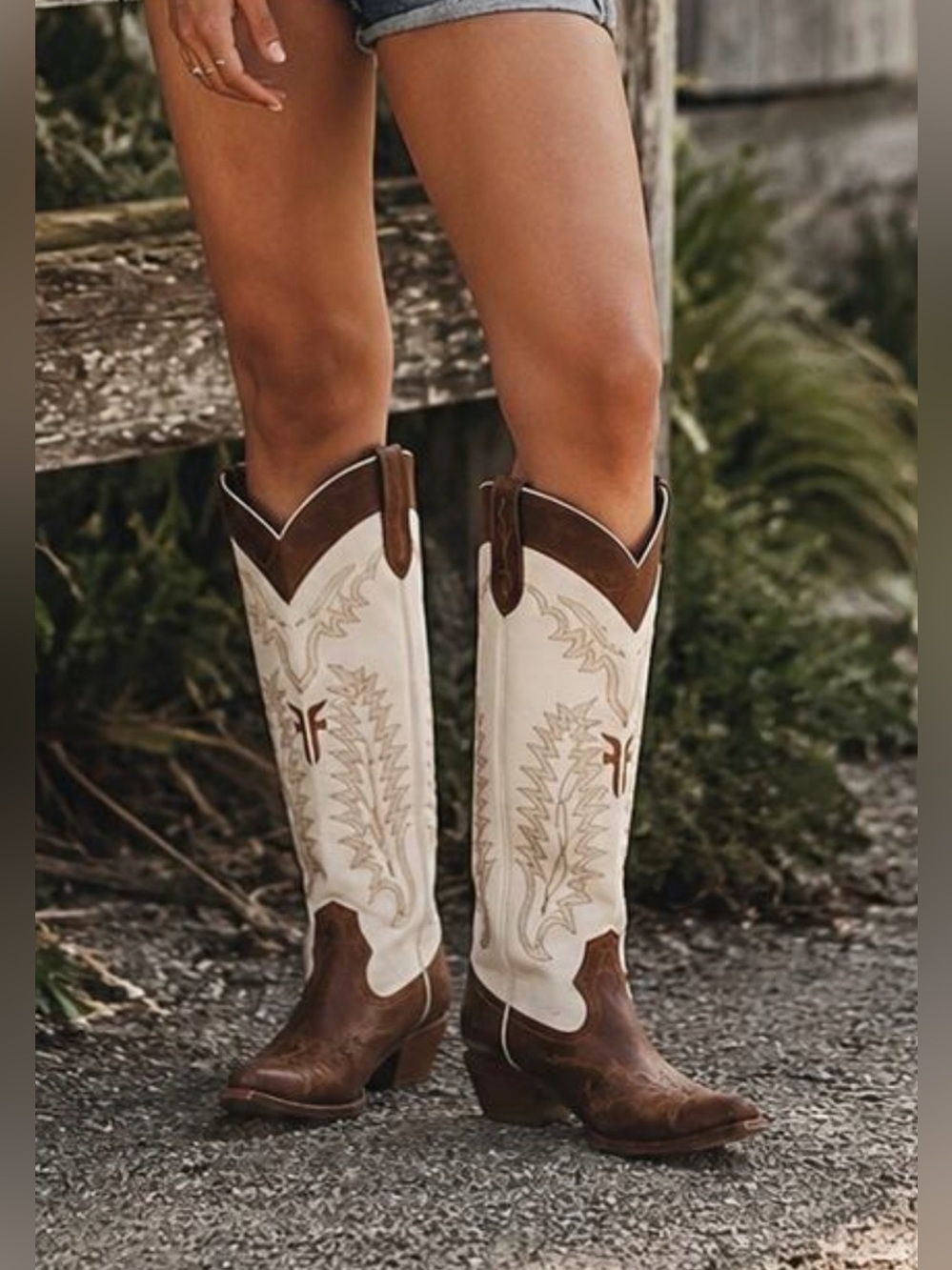 FRYE Sacha Feather Western Boots, Toffee White, NWOB, Size 9